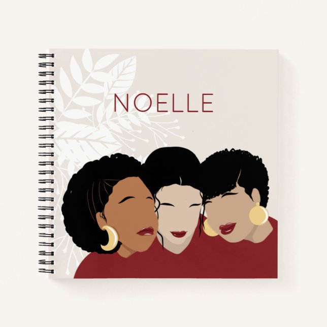 Carnet Femmes noires, Amis soeurs, Floral, Rouge (Devant)