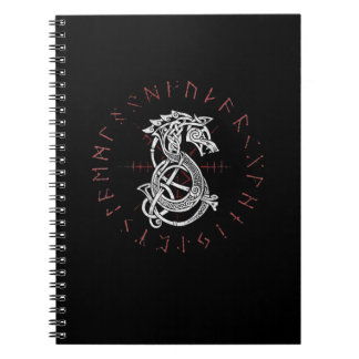 Carnet Fenrir Wolf d'Odin Celtic Norse Runes Distressed