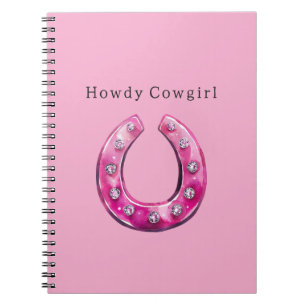 Carnet Fer à cheval en faux bijoux rose pour fille