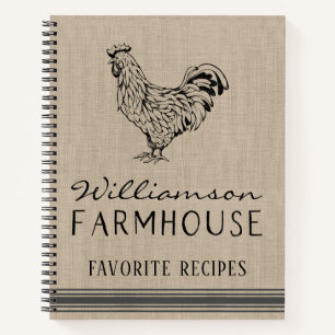 CARNET FERME RUSTIQUE ROOSTER NOM DE FAMILLE RECETTE SPIR