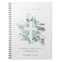 Fern Foliage Cross First Holy Communion Guestbook