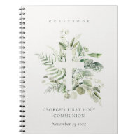 Fern Foliage Cross First Holy Communion Guestbook