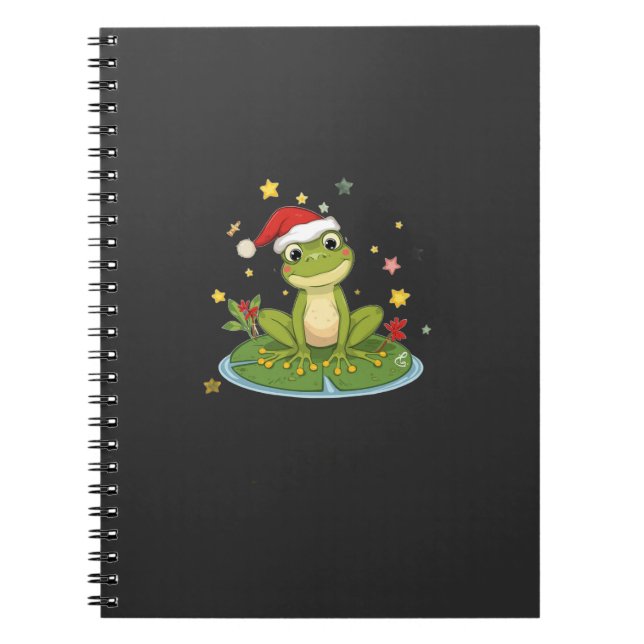 Carnet Festive Frog Joy - Cute Christmas Frog on Lily Pad (Devant)