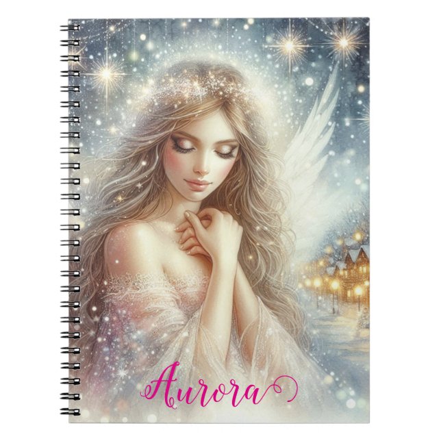 Carnet Festive Girly Watercolor Ethereal Frost Snow Angel (Devant)
