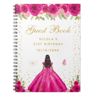 Carnet Fête d'anniversaire de princesse à peau foncée et