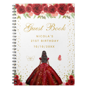 Carnet Fête d'anniversaire de princesse à peau foncée et