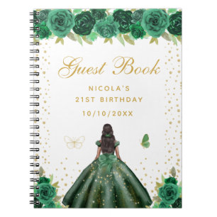 Carnet Fête d'anniversaire de princesse à peau foncée et