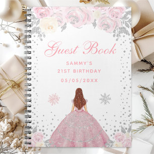 Carnet Fête d'anniversaire de princesse aux cheveux bruns