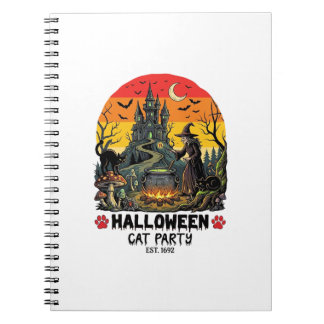 Carnet Fête de chat d'Halloween Sorcière Chaudron Chats n