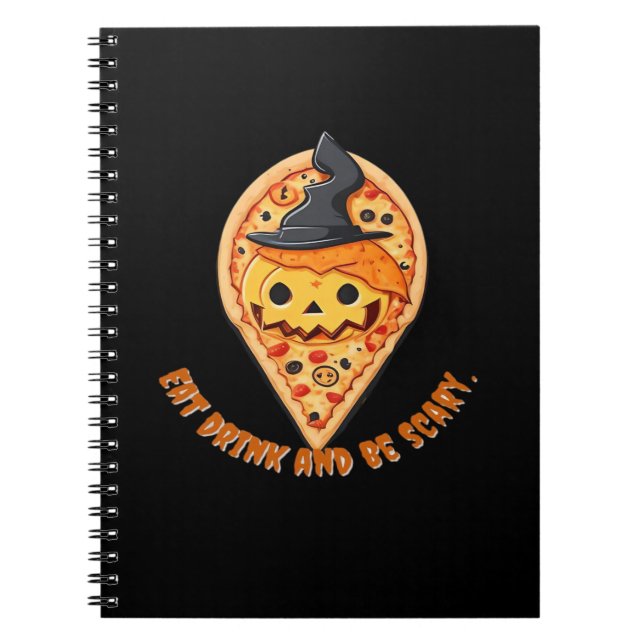 Carnet Fête de la Pizza Halloween Citrouille Chapeau de S (Devant)