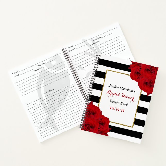 Carnet Fête des mariées Chic Moderne Luxe Red Roses Recet (Intérieur)