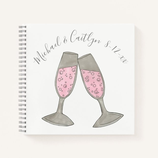 Carnet Fête des mariées de Mariage de champagne rose pers (Devant)