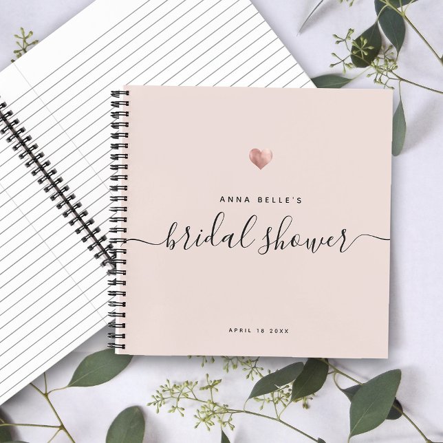 Carnet Fête des mariées de script moderne Blush Rose Gold (Créateur téléchargé)