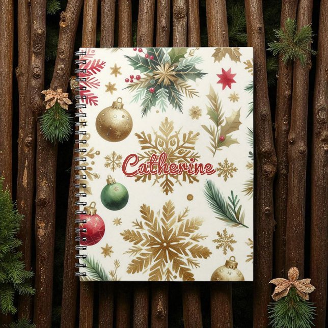 Carnet Fête Florale Red Green Gold (Créateur téléchargé)