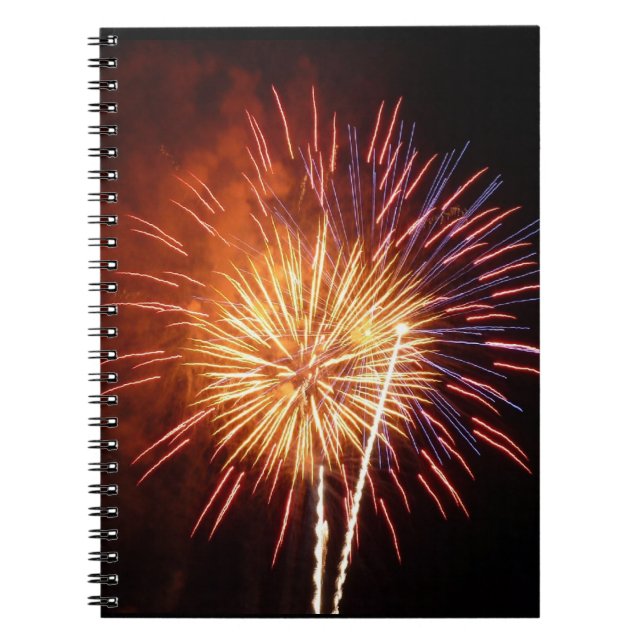 Carnet Feu d'artifice rouge, blanc et bleu I Patriotique (Devant)