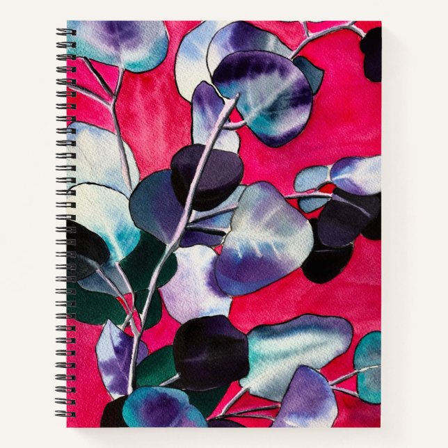 Carnet Feuille gomme Eucalyptus aquarelle art (Devant)