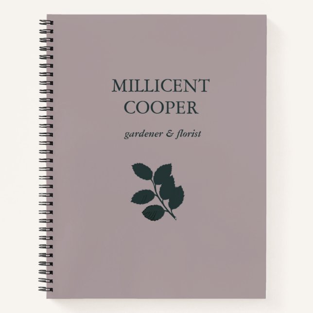 Carnet Feuille gris foncé silhouette violet (Devant)