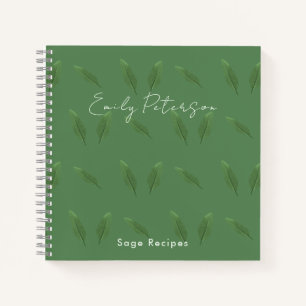 Carnet Feuille Motif de Sage Vert personnalisé Cook Recet