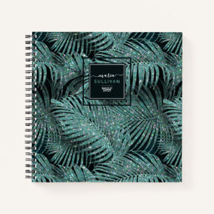 Carnet Feuille Motif Sparkling Palm ID Turquoise831