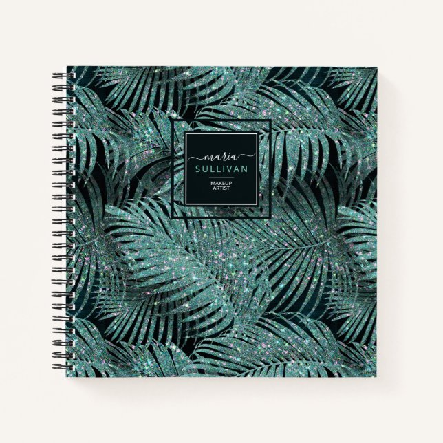 Carnet Feuille Motif Sparkling Palm ID Turquoise831 (Devant)