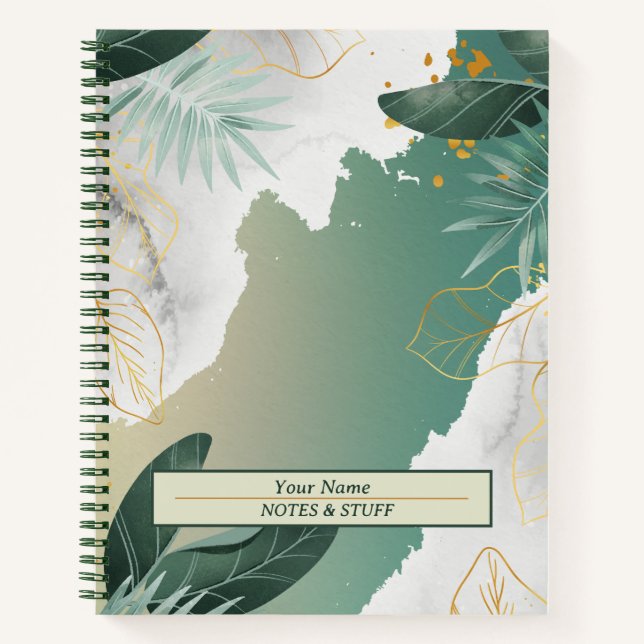 Carnet Feuille Or Et Vert (Devant)