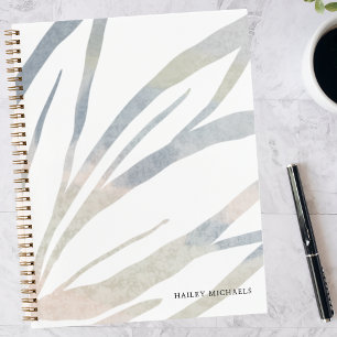 Carnet Feuilles abstraites boho avec nom personnalisé