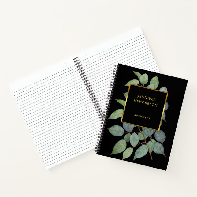 Carnet Feuilles d'aquarelle élégant or professionnel (Intérieur)