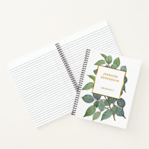 Carnet Feuilles d'aquarelle élégant or professionnel