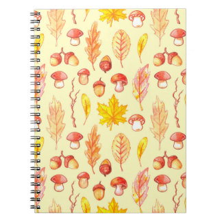 Carnet Feuilles d'automne : aquarelle papier peint rétro