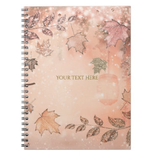 Carnet Feuilles D'automne Pailletées Hiver Automne Doré H