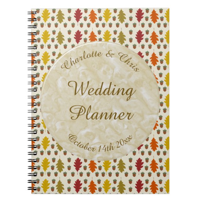 Carnet Feuilles de chêne et Acorns Automne Mariage d'auto (Devant)