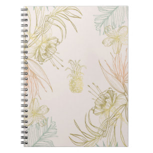 Carnet Feuilles Florales Botaniques Tropicales Élégantes 