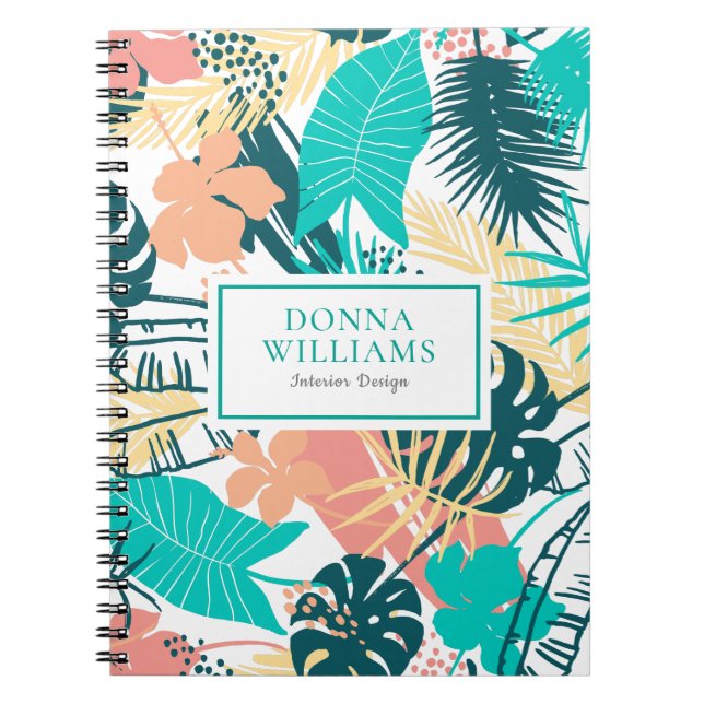 Carnet Feuilles tropicales colorées collège (Devant)