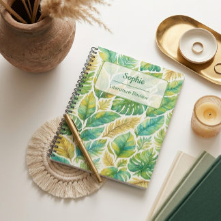 Carnet Feuilles Tropicales Vertes Esthétiques Nom Personn