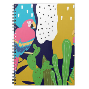 Carnet Feuilles tropicaux, perroquets : arrière - plan d'