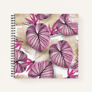 Carnet Feuilles tropicaux rose