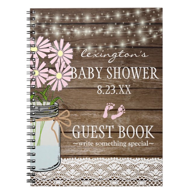 Carnet Ficelle du Guestbook | de baby shower de pays de (Devant)