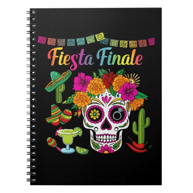 Carnet "Fiesta Finale" Crâne de Sucre Coloré Enterrement  (Devant)