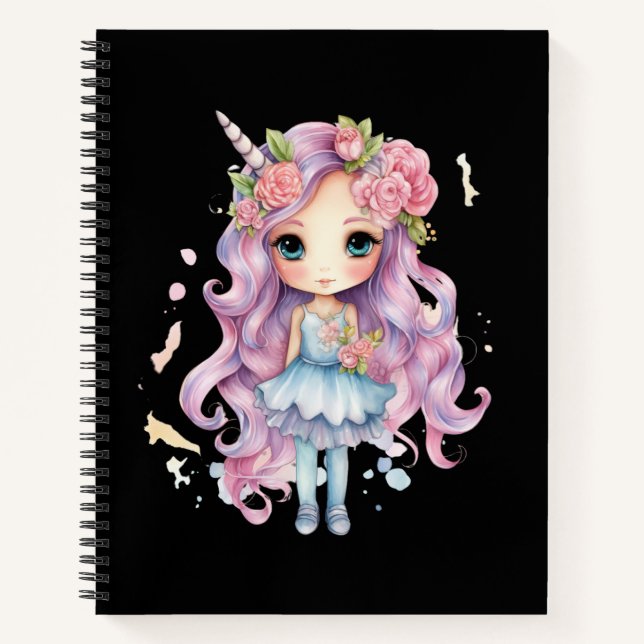 Carnet fille à licorne mignonne (Devant)