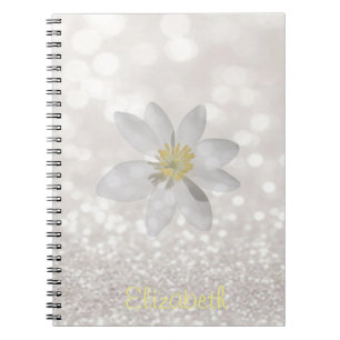Carnet Fille adorable, Marguerite, Glitterie, Bokeh, Pers