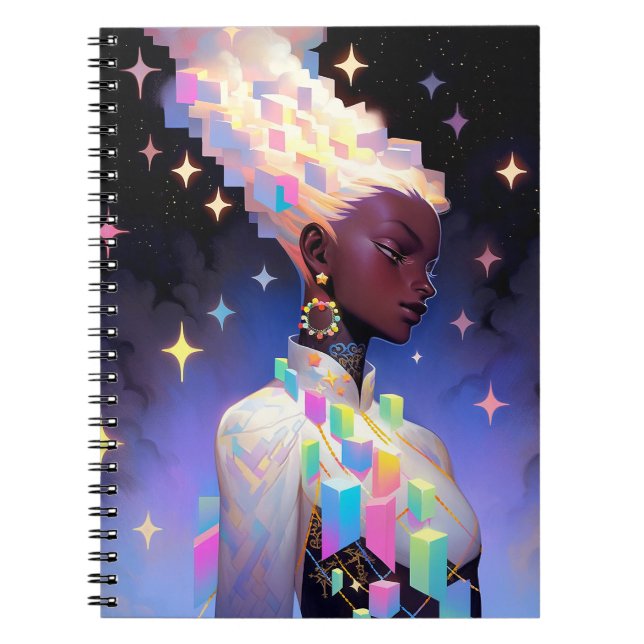 Carnet Fille Anime géométrique moderne (Devant)