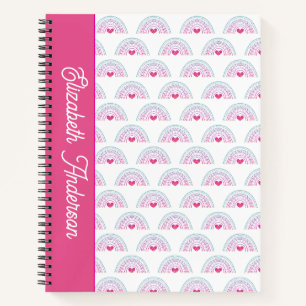 Carnet Fille arc-en-ciel bohème rose coupé