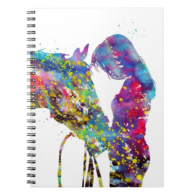 Carnet Fille Avec Cheval Colorée (Devant)