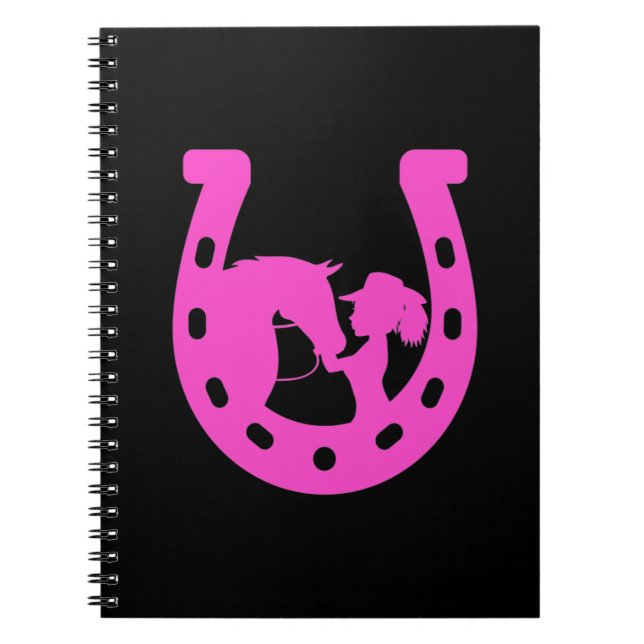 Carnet Fille avec cheval et Casquette occidental Hot rose (Devant)
