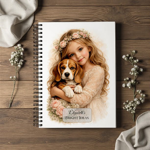 Carnet Fille avec chiot beagle