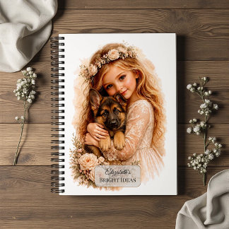 Carnet Fille avec chiot berger allemand