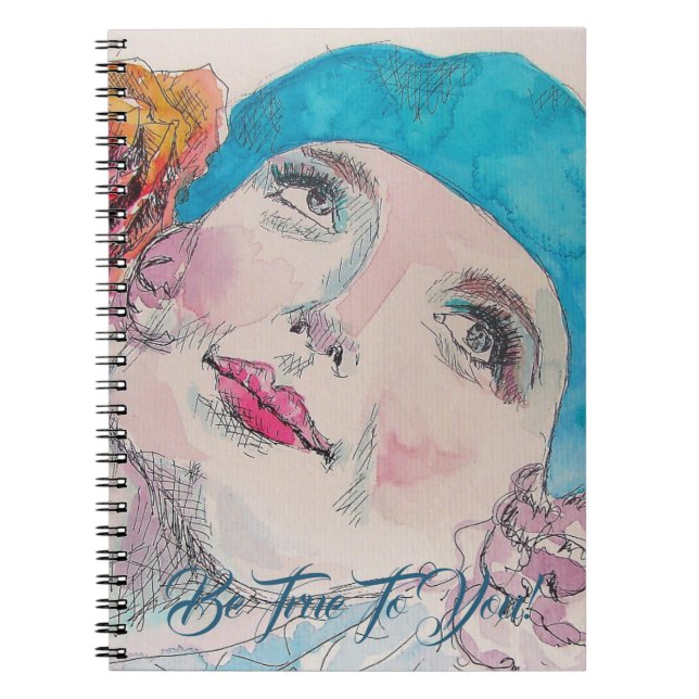 Carnet Fille Avec Rose Rouge Beret Soyez De Véritables Fi (Devant)