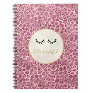 Carnet Fille Black Eyelashes Empreinte de léopard rose or