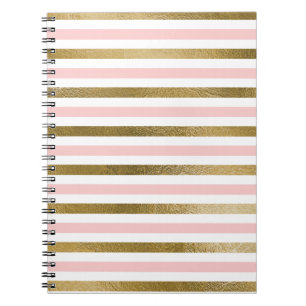 Carnet Fille Blush Motif rose, blanc et or