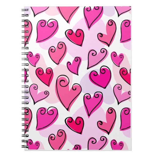 Carnet Fille Coeurs Roses Cute Romantic Valentines Day (Devant)